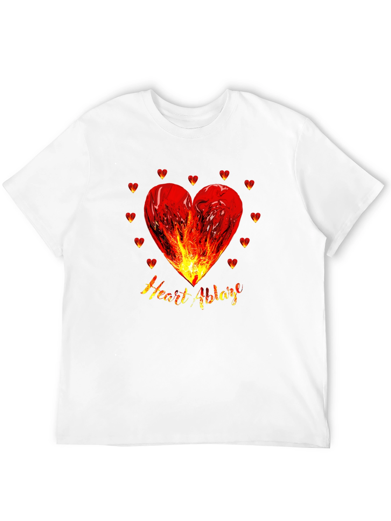 Heart Ablaze Graphic Tee - Fiery Passion Design