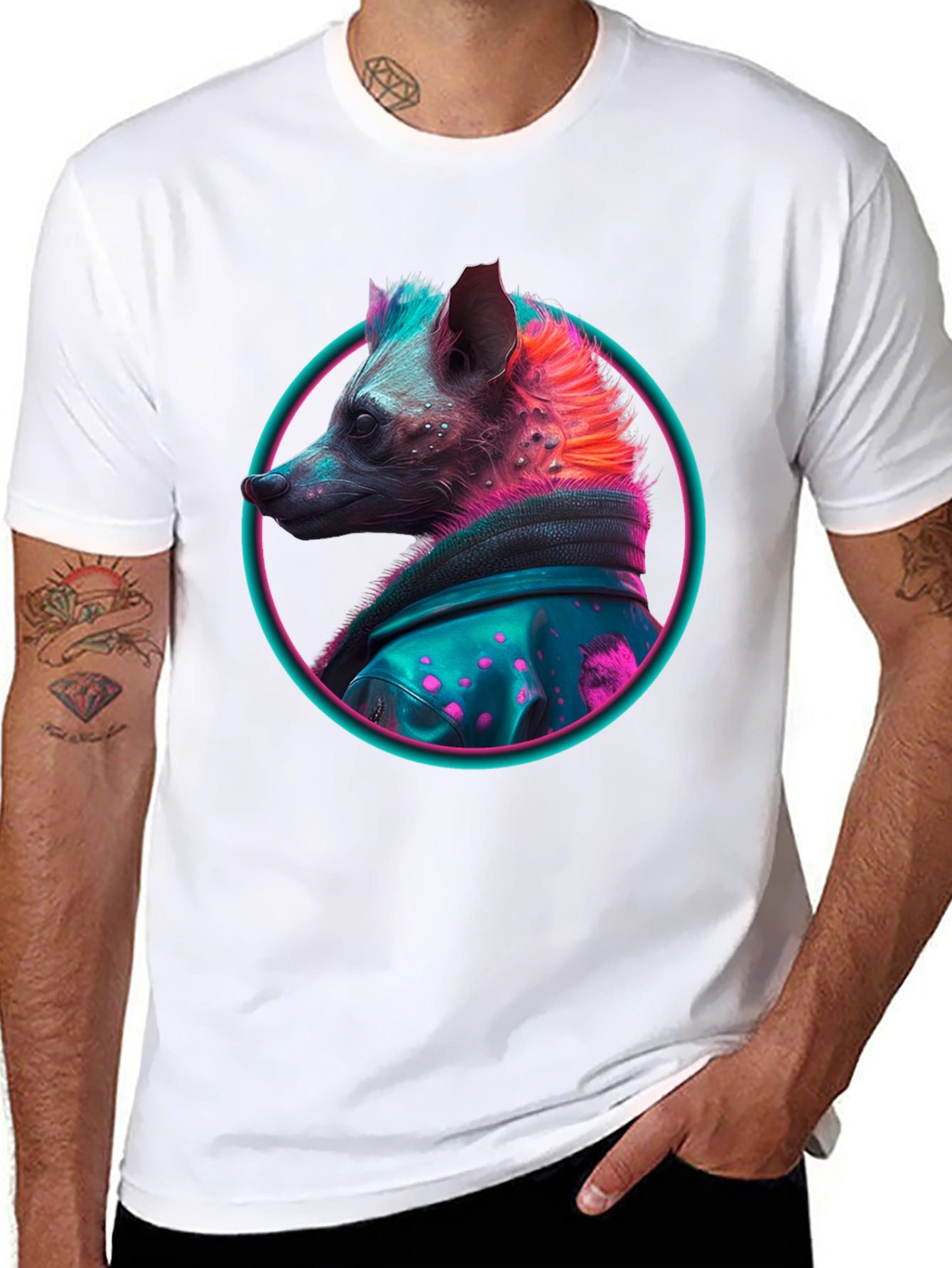 Neon Hyena T-Shirt - Cool Animal Design