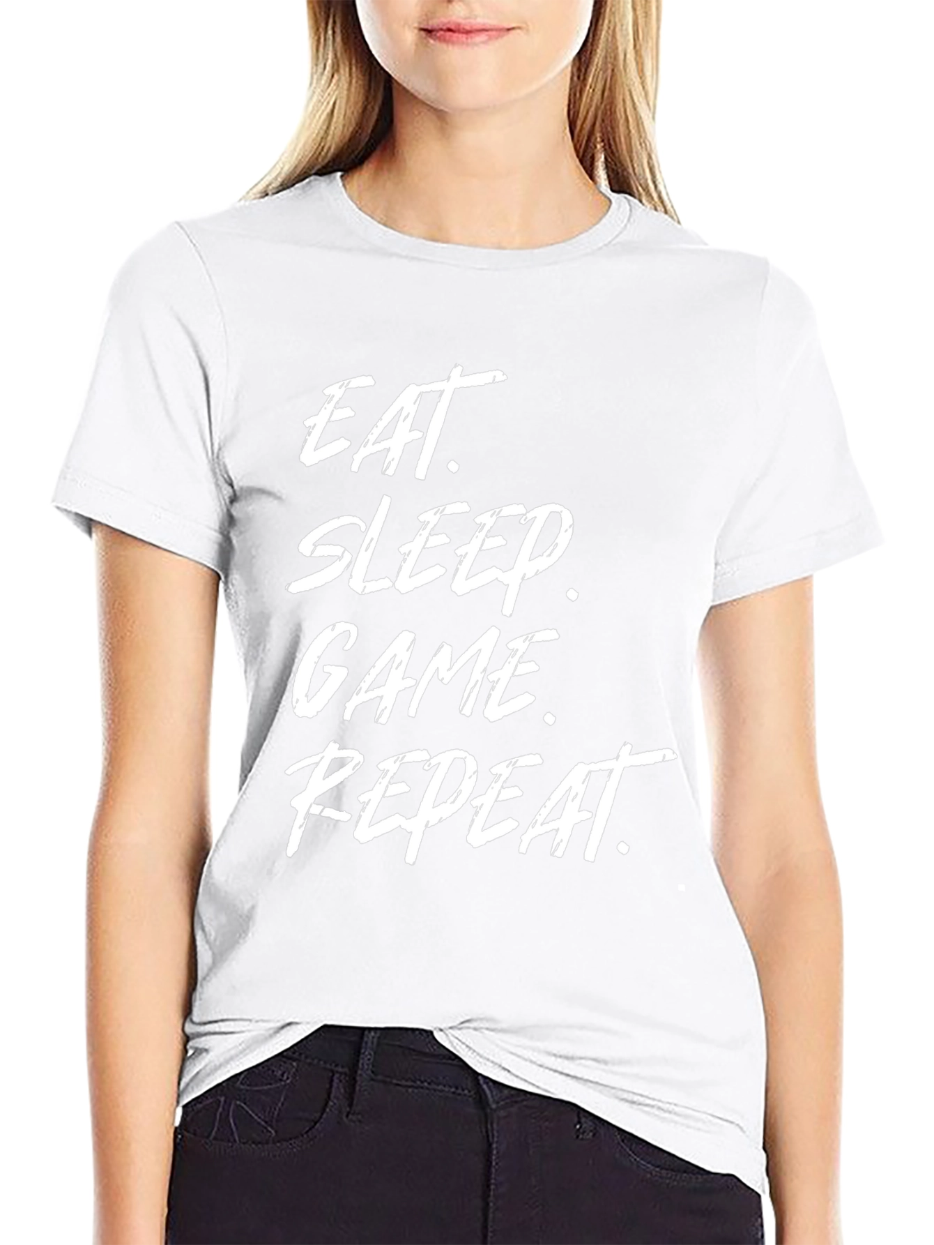 Eat Sleep Game Repeat Black Graphic T-Shirt