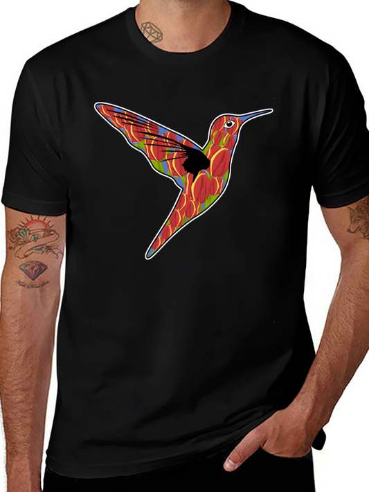 Hummingbird Graphic Print Mens Black T-Shirt