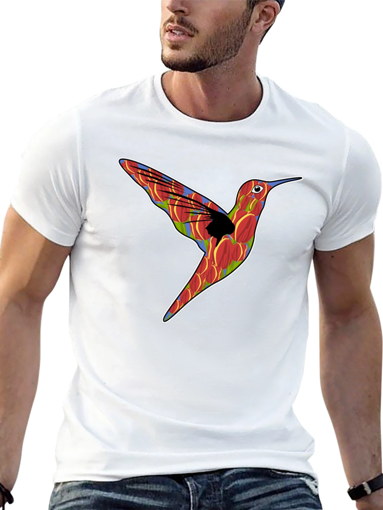 Hummingbird Graphic Print Mens Black T-Shirt