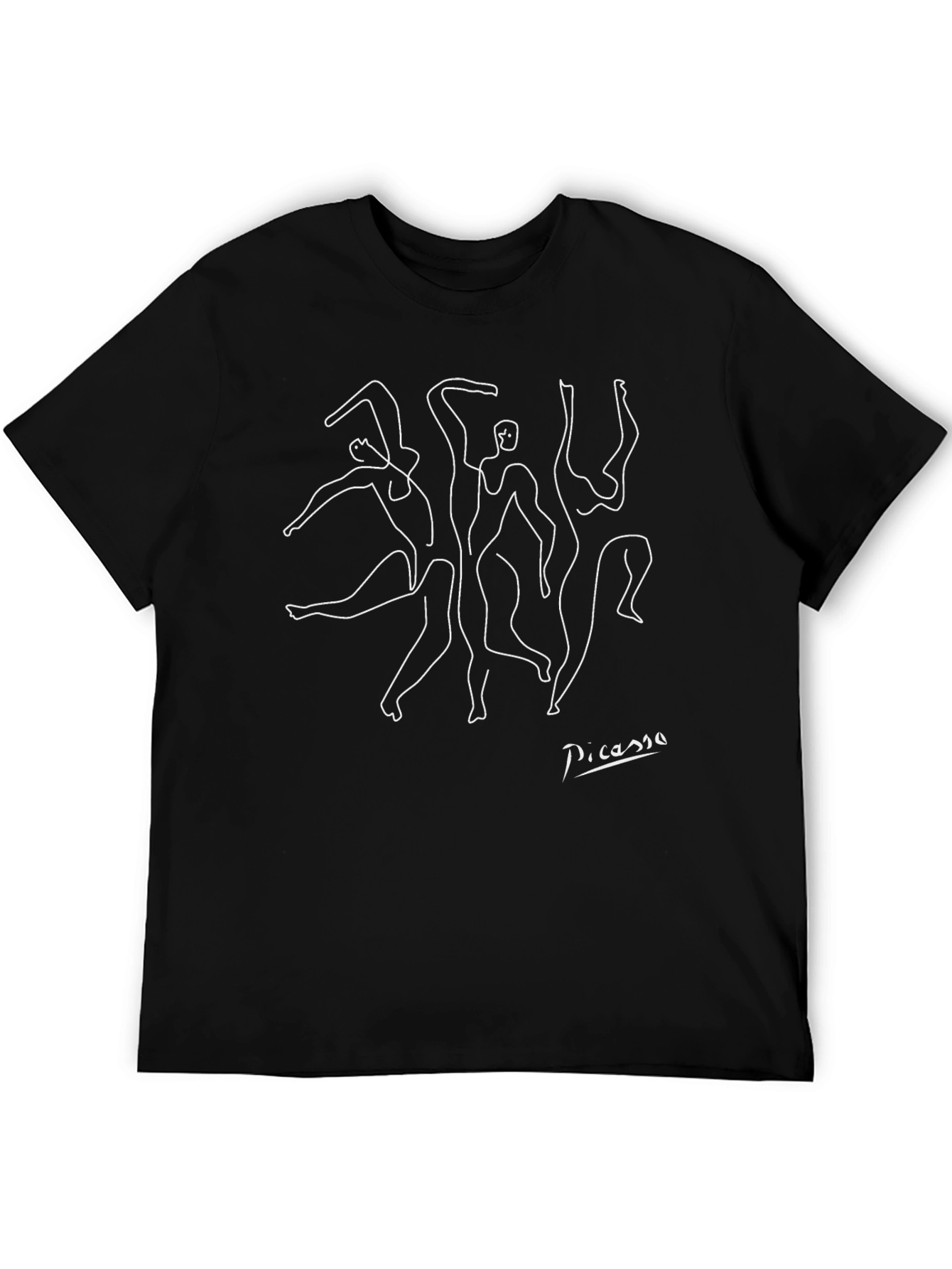 Picasso Dance Line Art Black T-Shirt