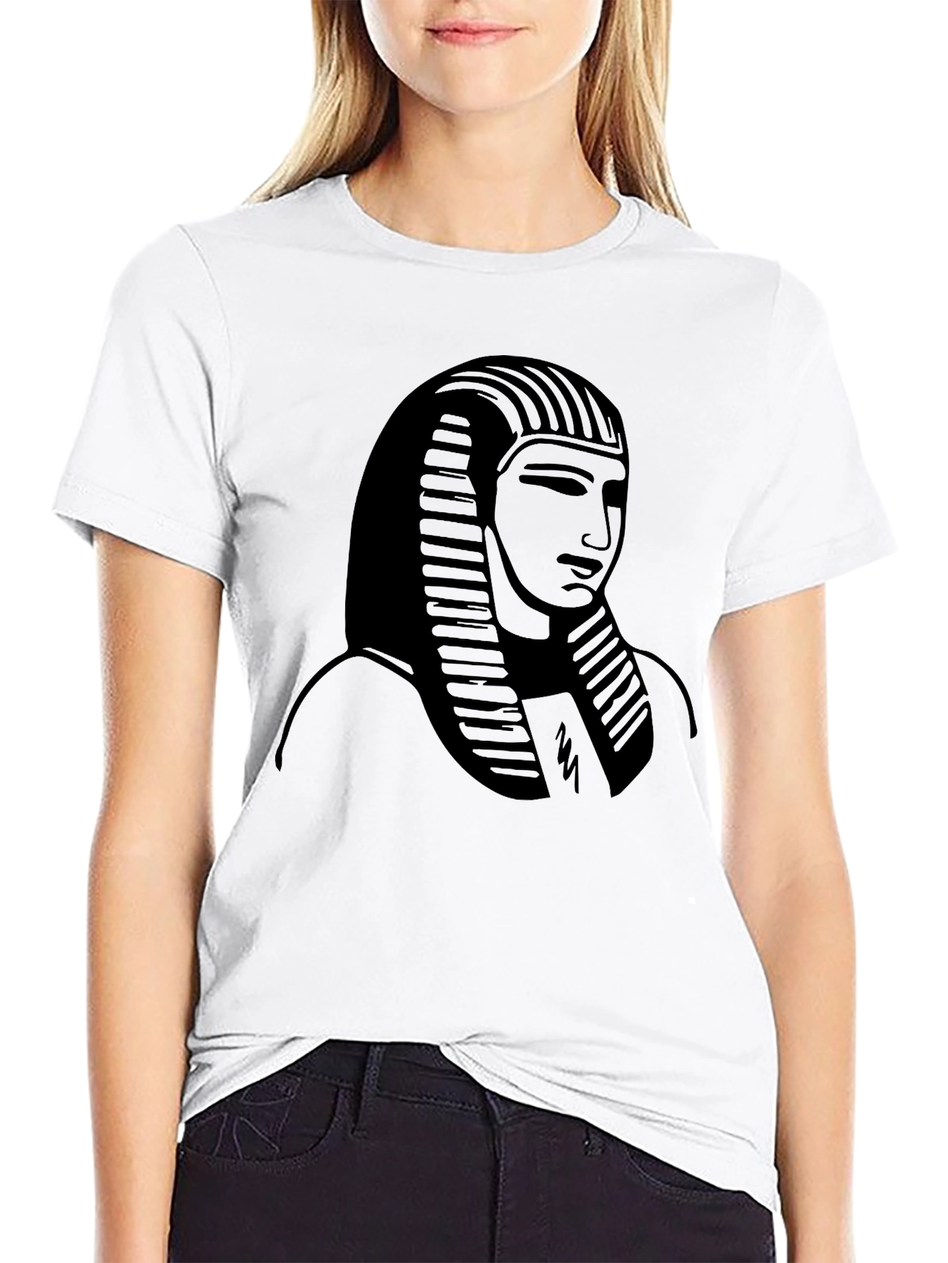 Egyptian Pharaoh Graphic Print Black T-Shirt