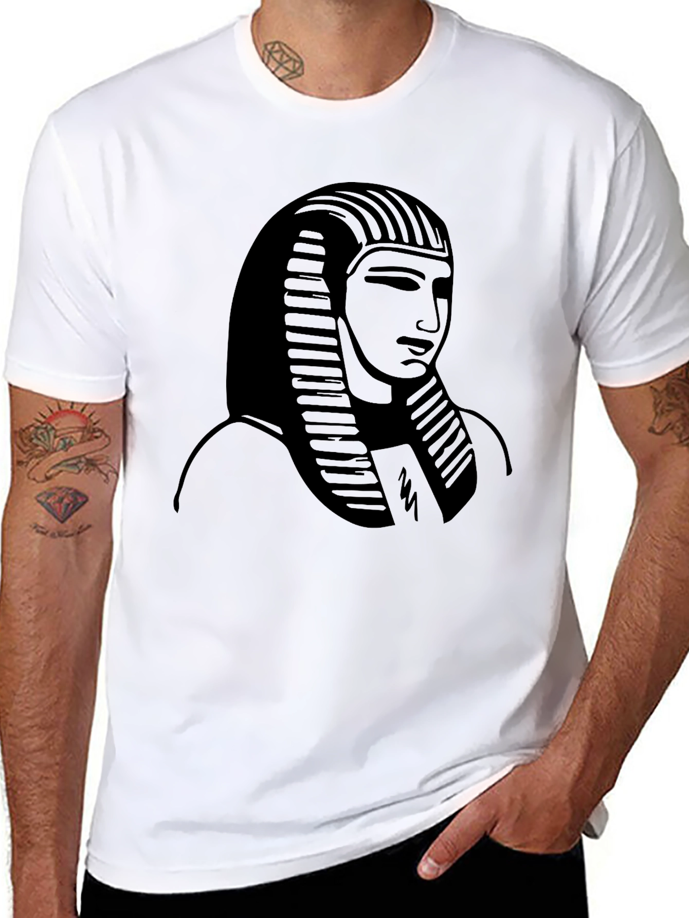 Egyptian Pharaoh Graphic Print Black T-Shirt