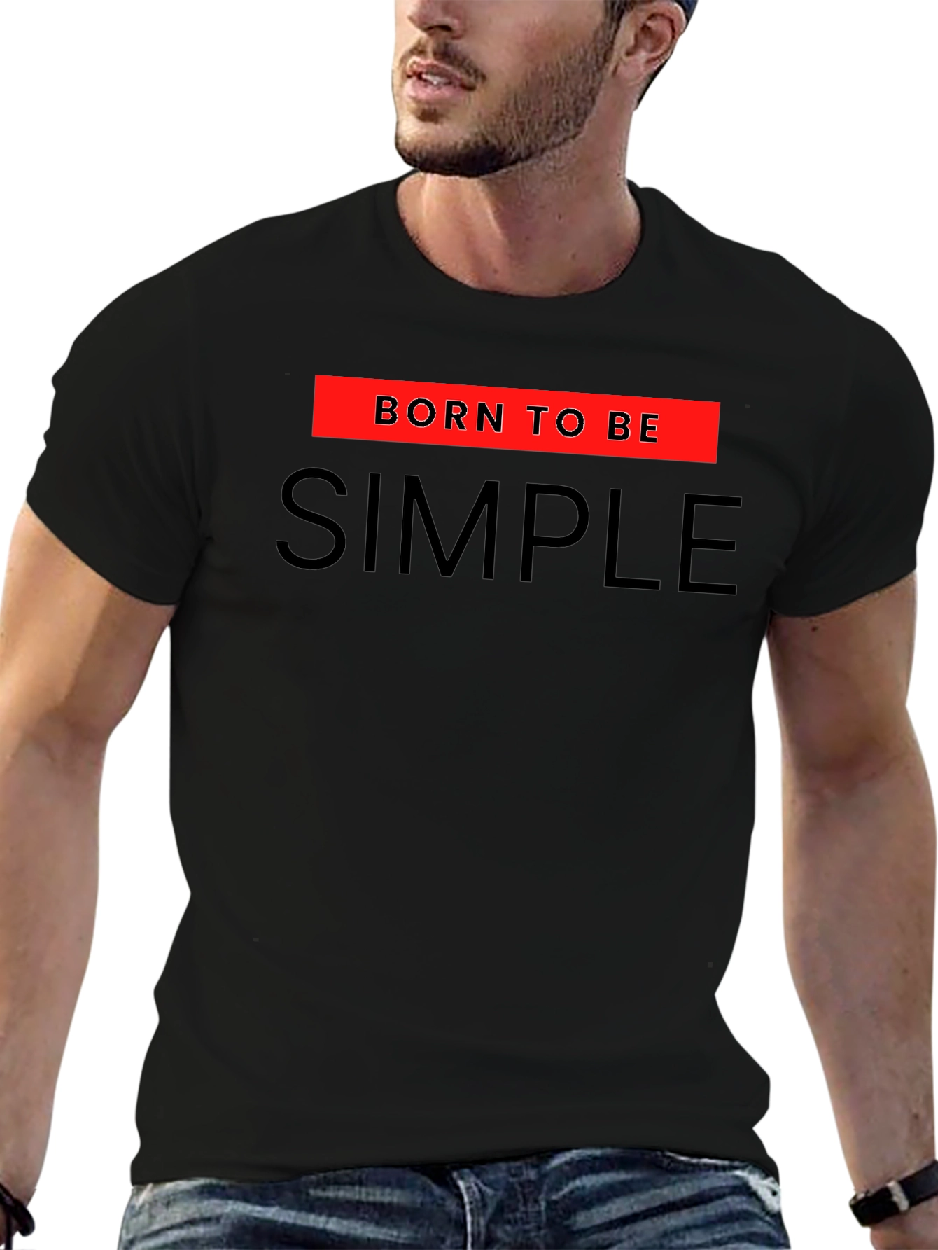 Born to be Simple Black Graphic Tee