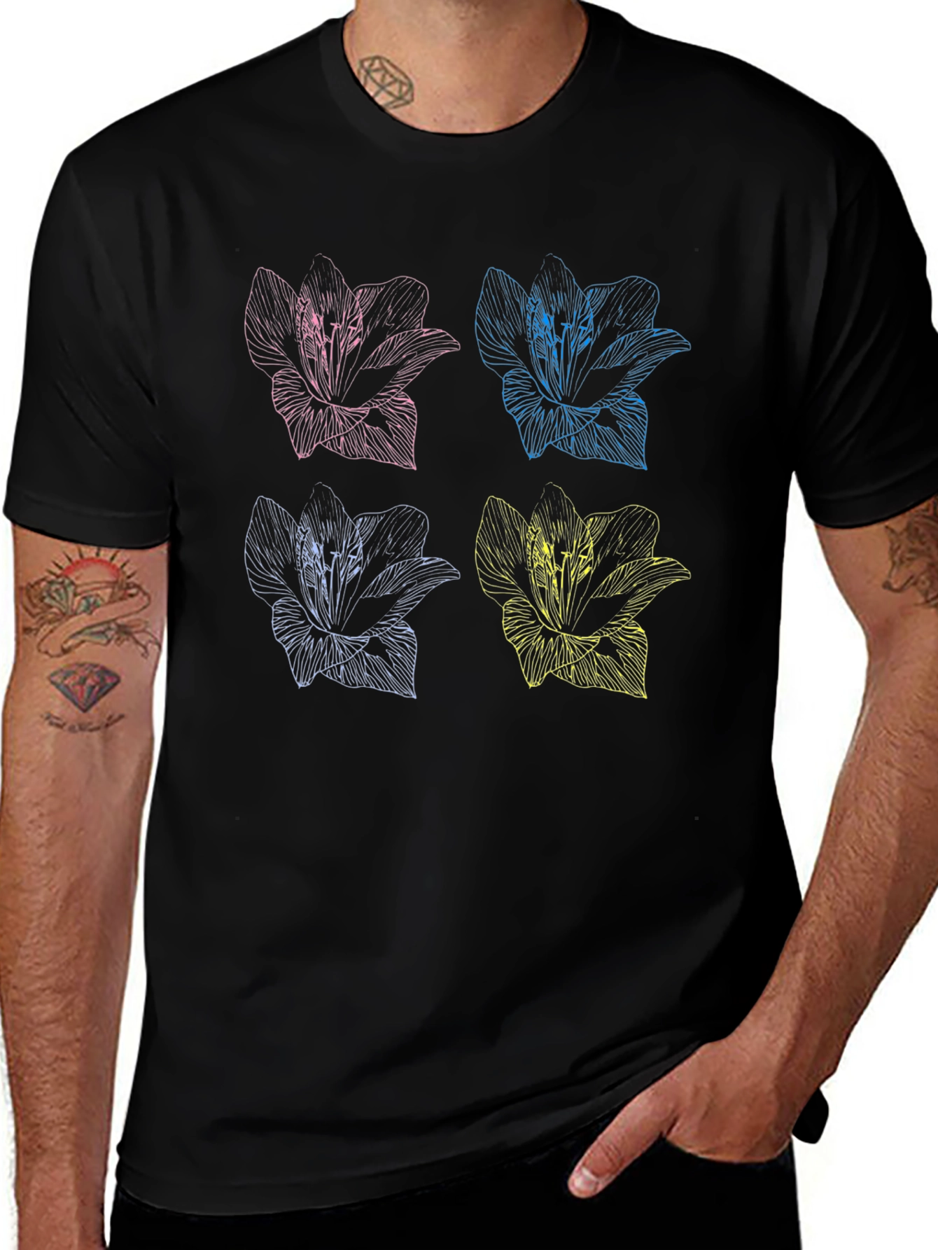 Floral Pop Art T-Shirt - Stylish Graphic Tee