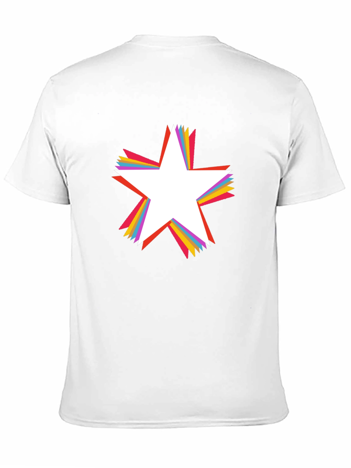 Rainbow Star Graphic Tee - Black Cotton Casual T-Shirt