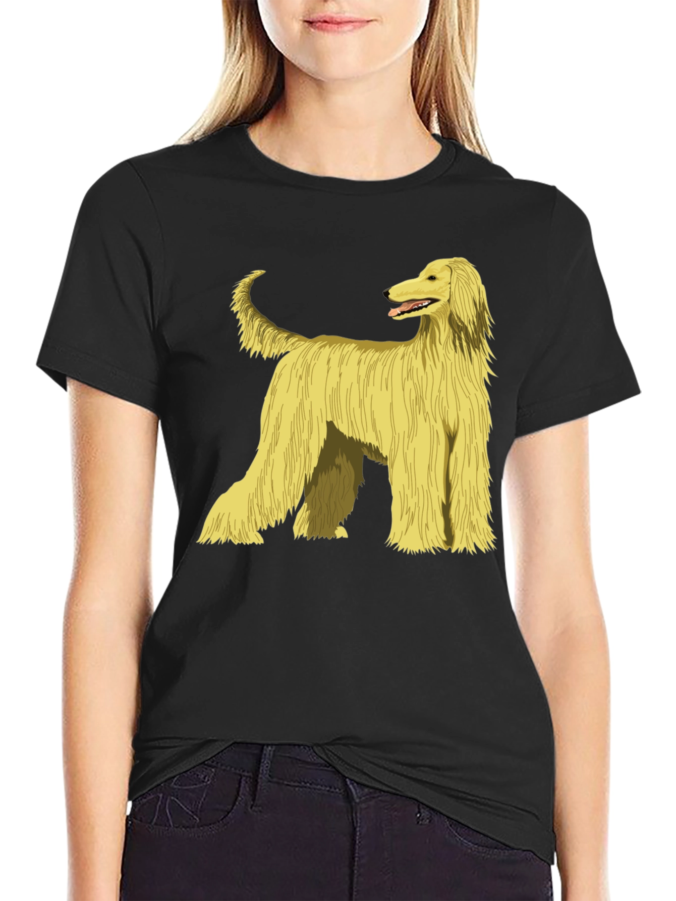 Afghan Hound Dog Graphic Print T-Shirt