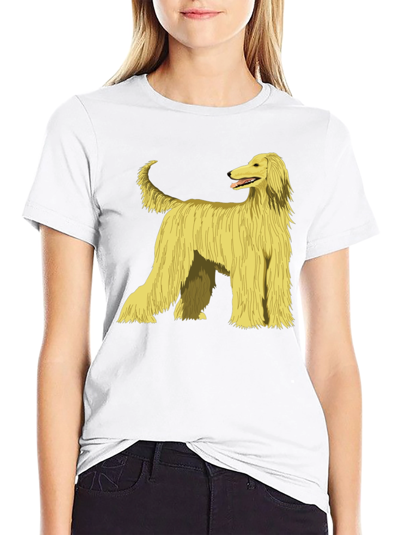Afghan Hound Dog Graphic Print T-Shirt