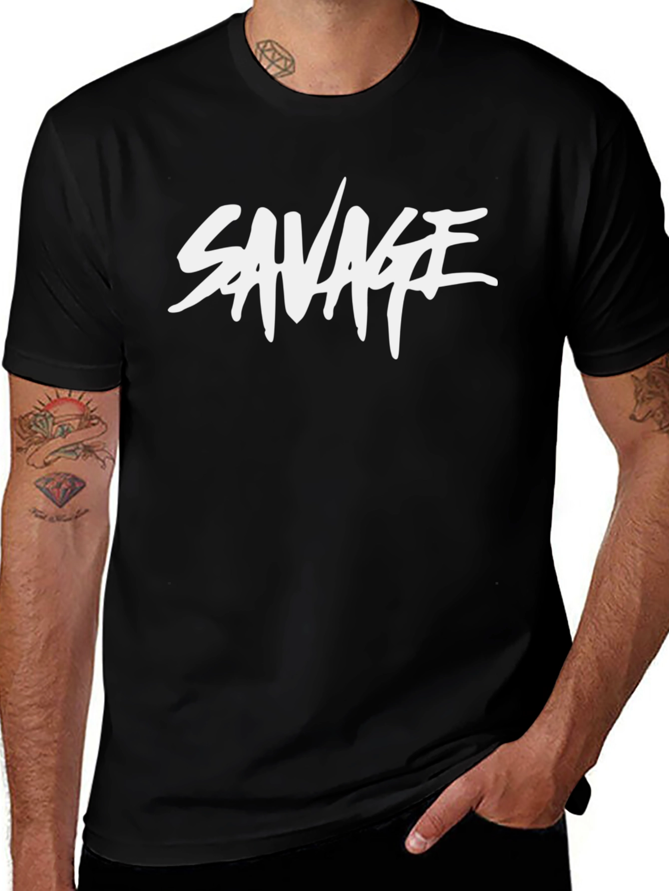 Savage Graphic Print Black T-Shirt for Men