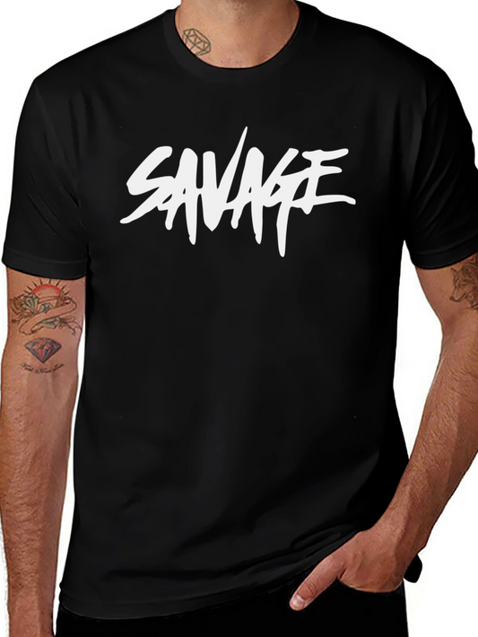 Savage Graphic Print Black T-Shirt for Men
