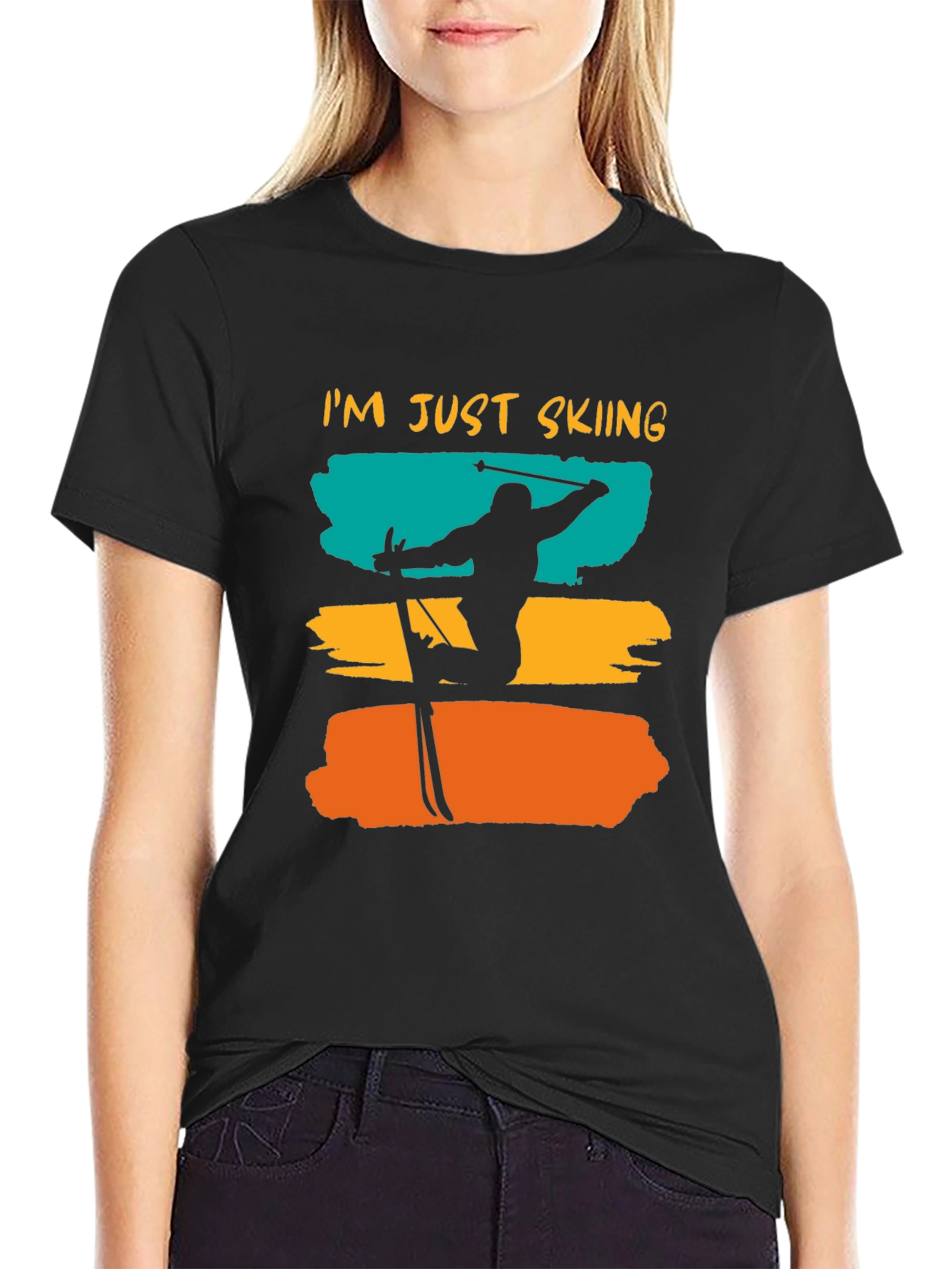 Im Just Skiing T-Shirt - Unique Design Casual Wear
