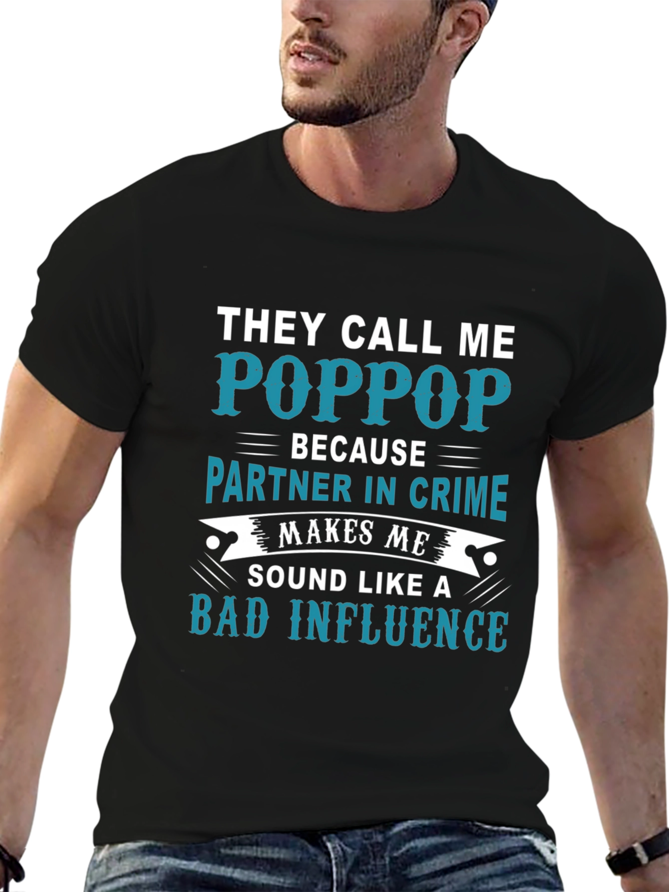 PopPop Partner in Crime T-Shirt - Funny Grandfather Tee