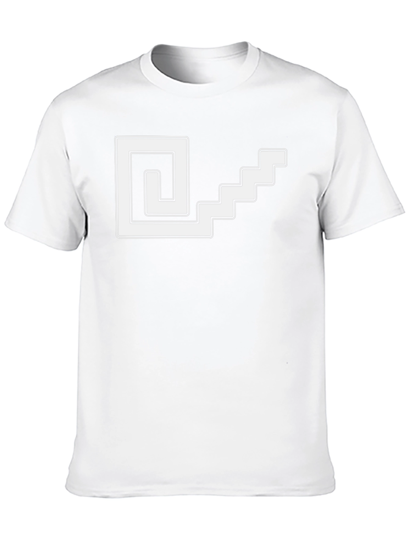 Geometric Aztec Stairway Graphic Tee - Black Cotton Blend