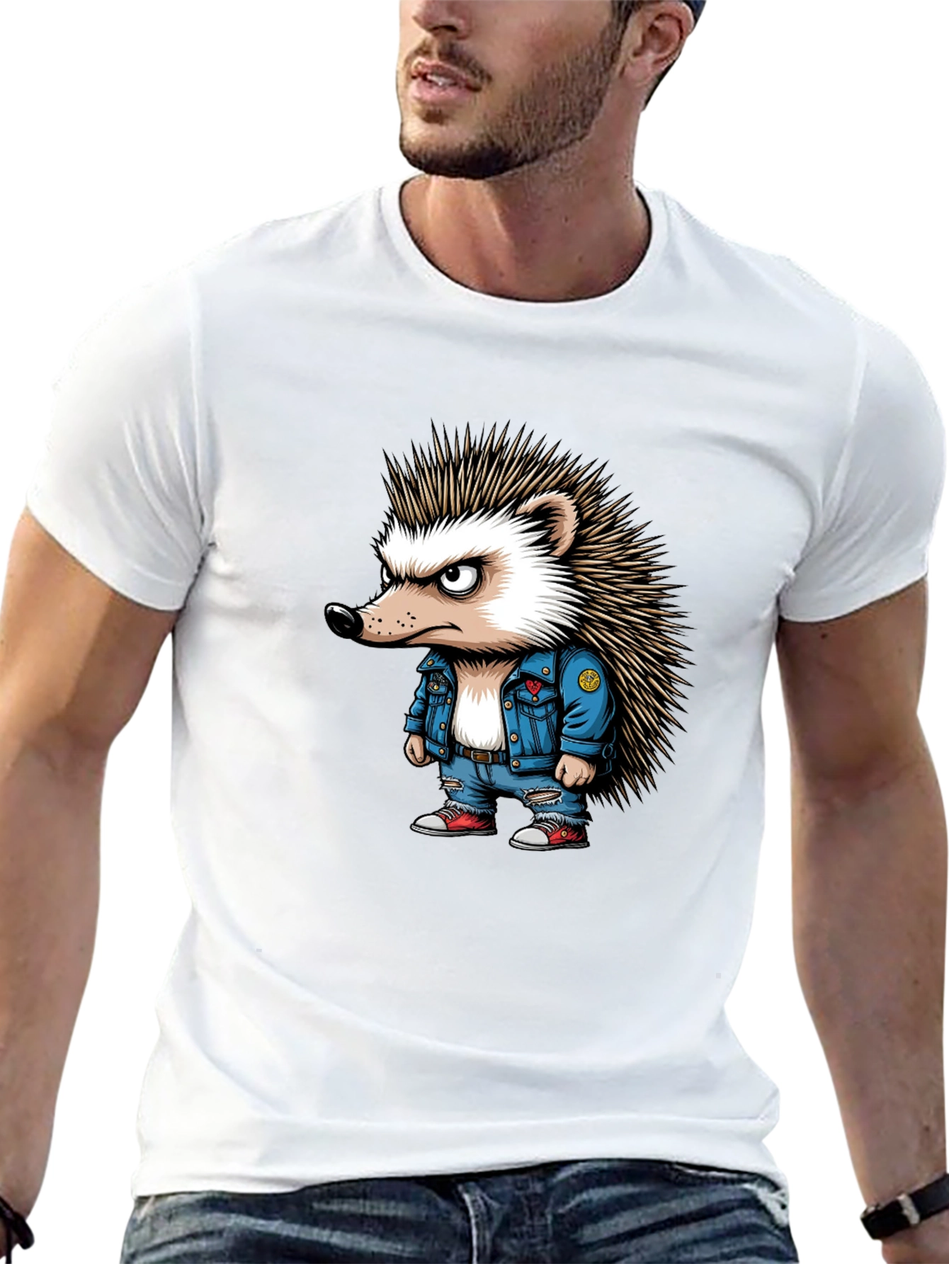 Cool Hedgehog Graphic Tee - Black Unisex T-Shirt