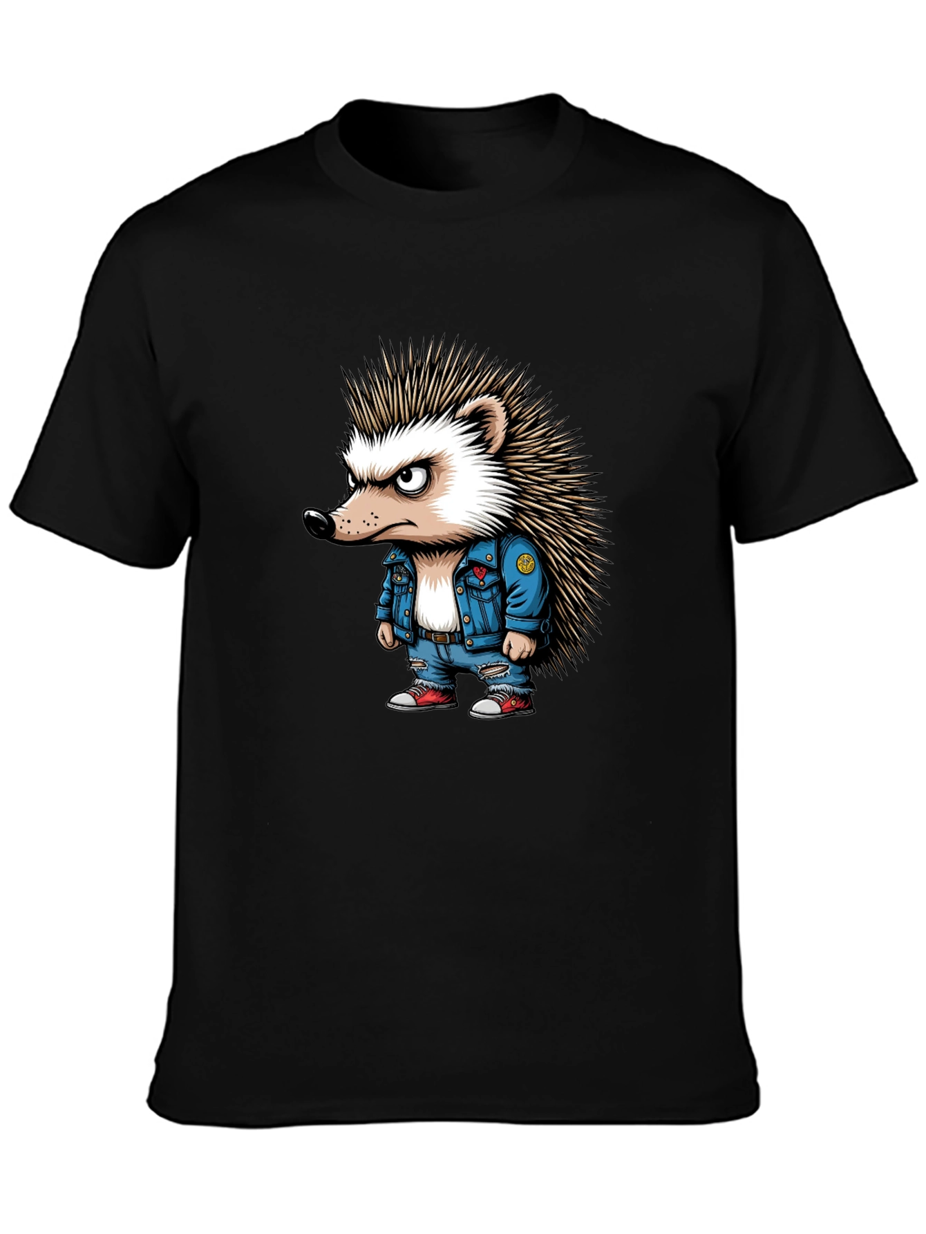 Cool Hedgehog Graphic Tee - Black Unisex T-Shirt