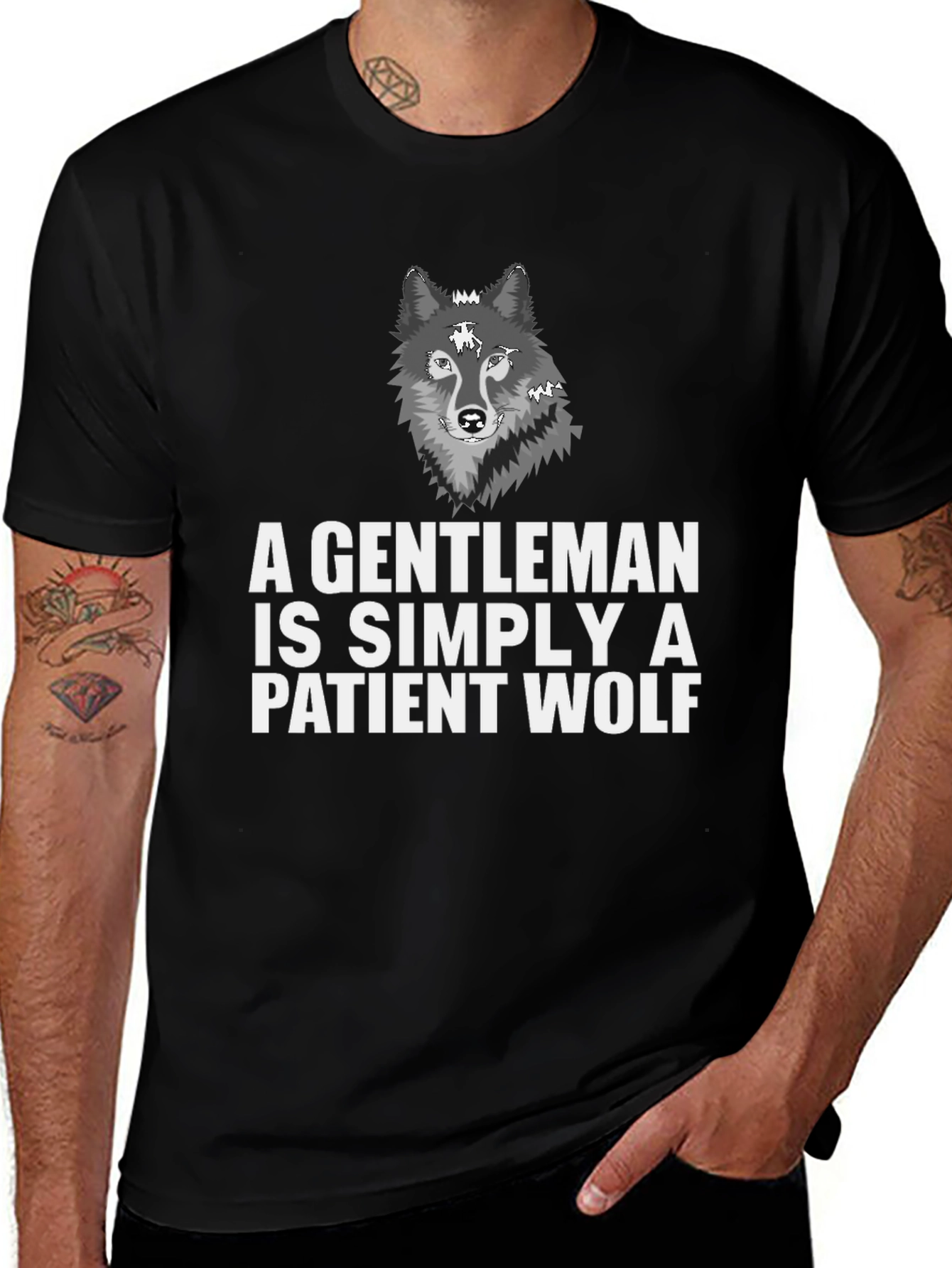 Gentleman Wolf Graphic Tee - Patient Wolf T-Shirt