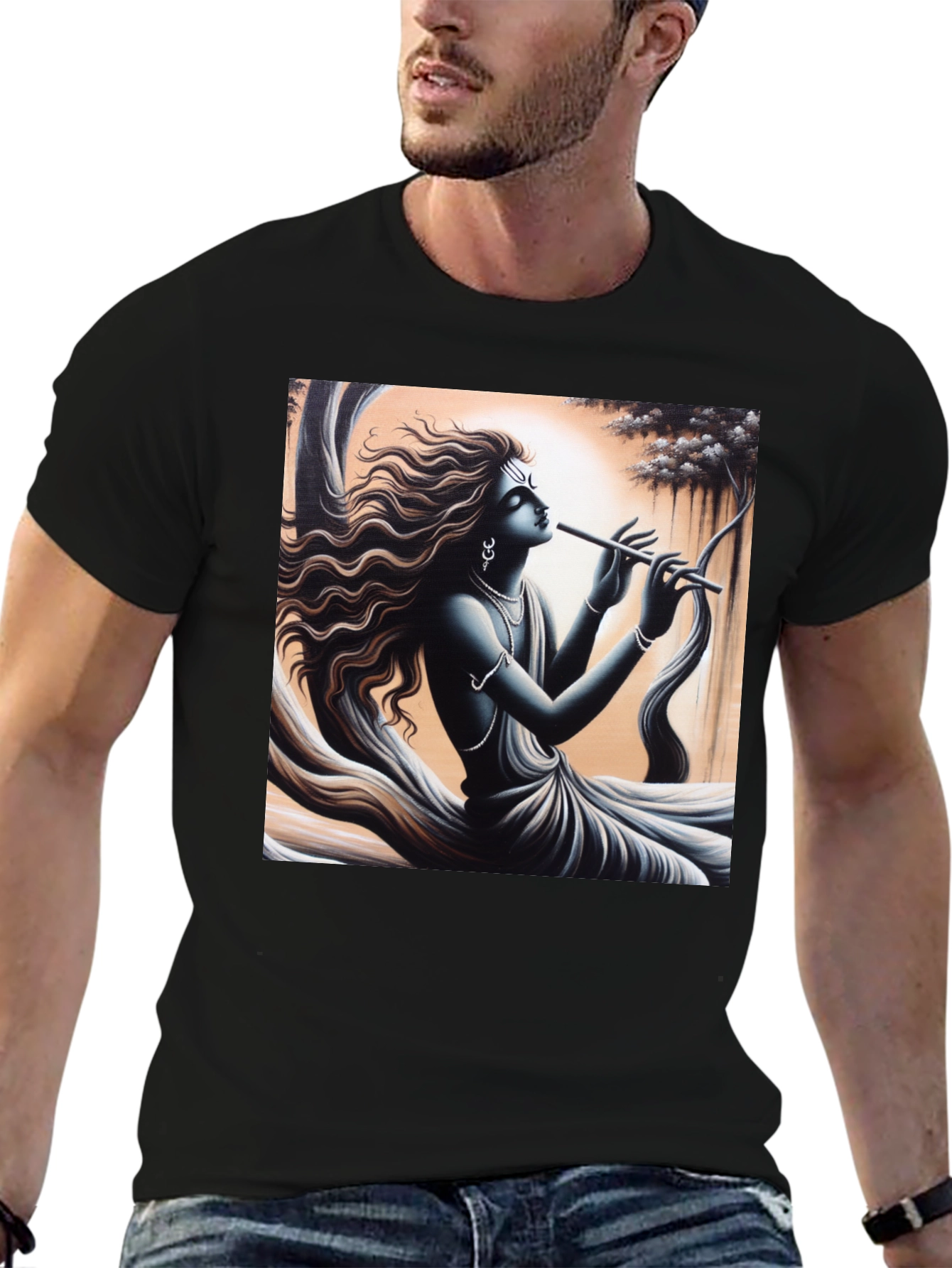 Krishna Flute Graphic Tee - Black
