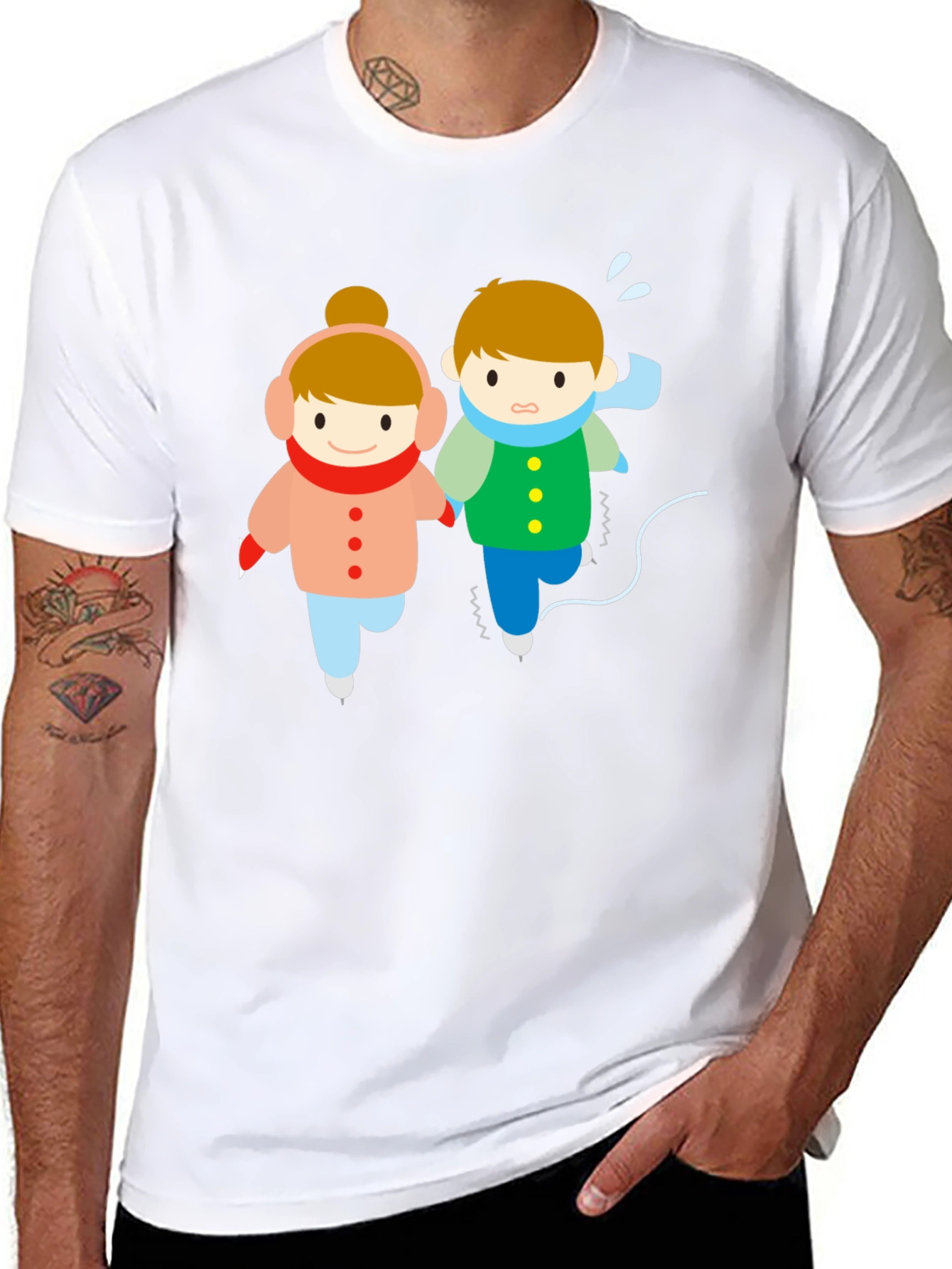 Cute Cartoon Ice Skating T-Shirt