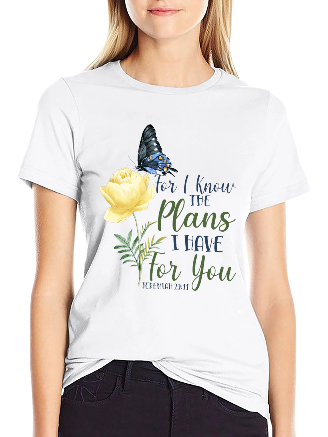Faith-Inspired T-Shirt: Butterfly & Floral Design