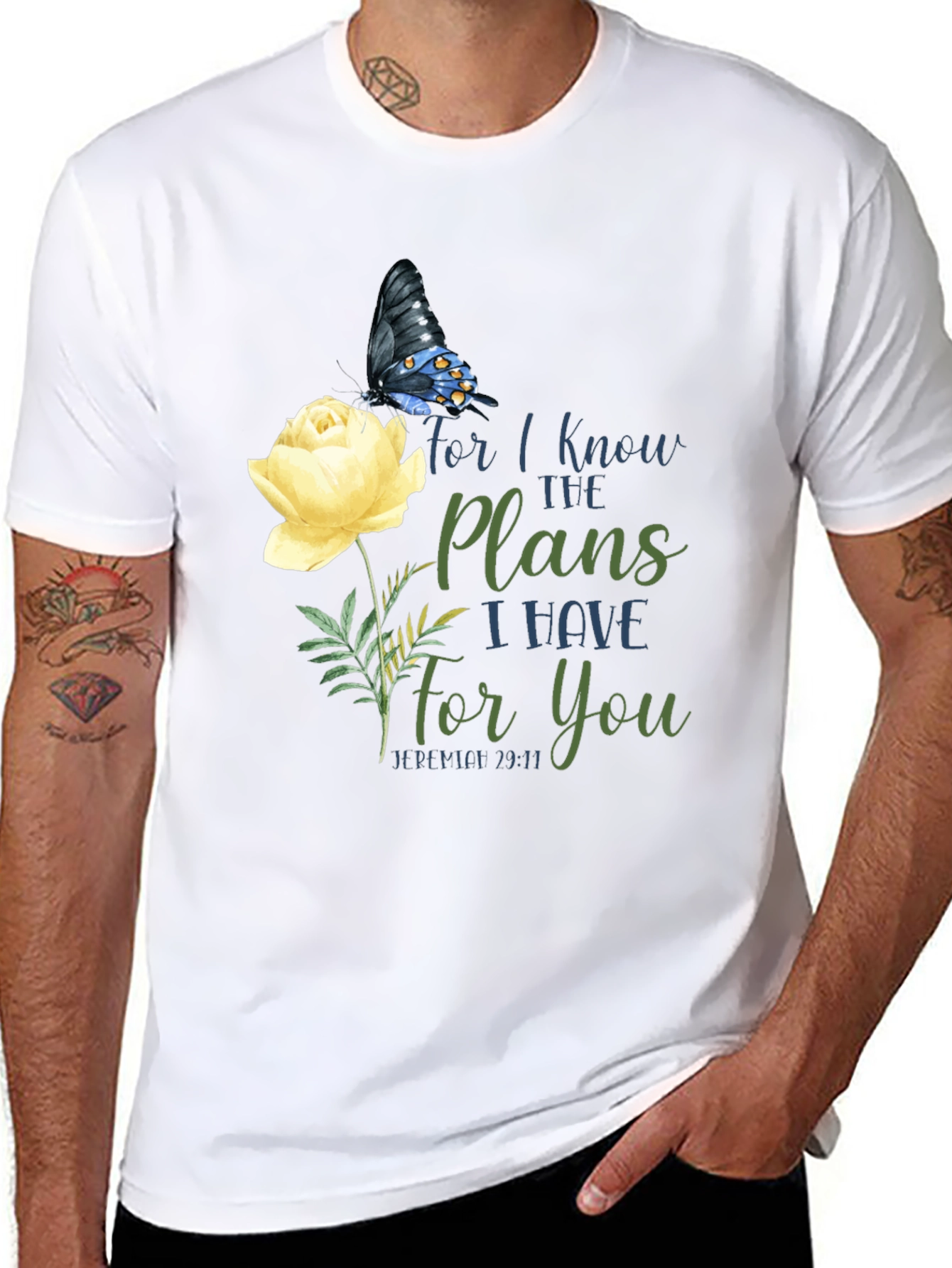 Faith-Inspired T-Shirt: Butterfly & Floral Design
