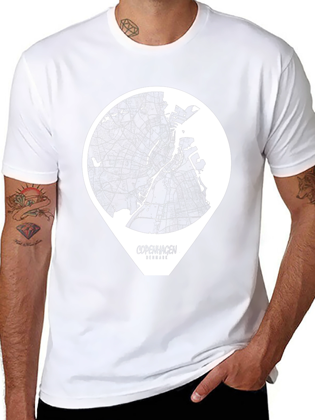 Copenhagen Denmark Map Graphic Tee - Black
