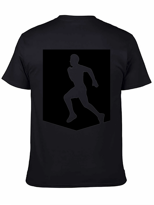 Mens Black Runner Silhouette Graphic T-Shirt