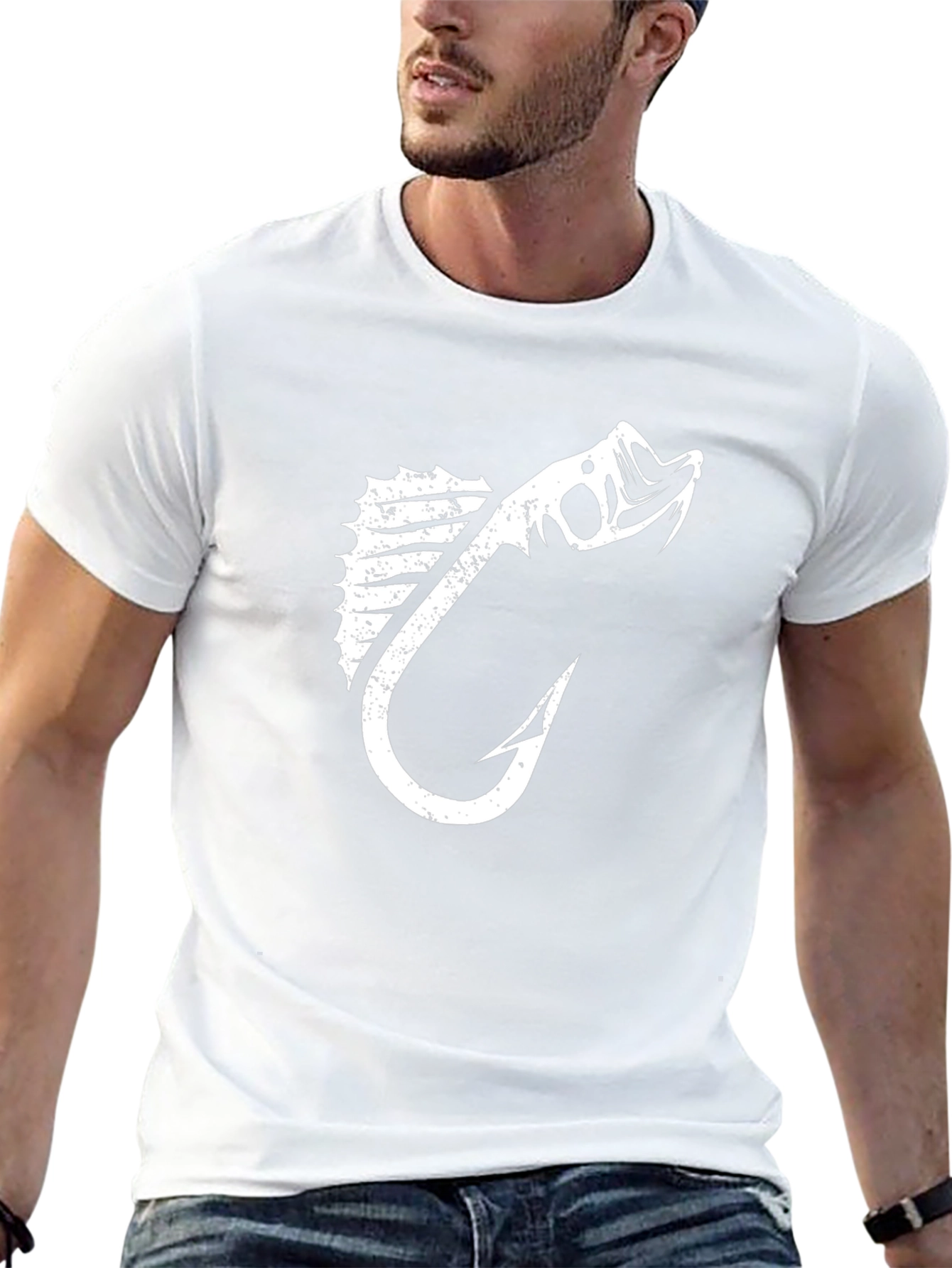 Fish Hook Graphic Tee - Black Cotton T-Shirt