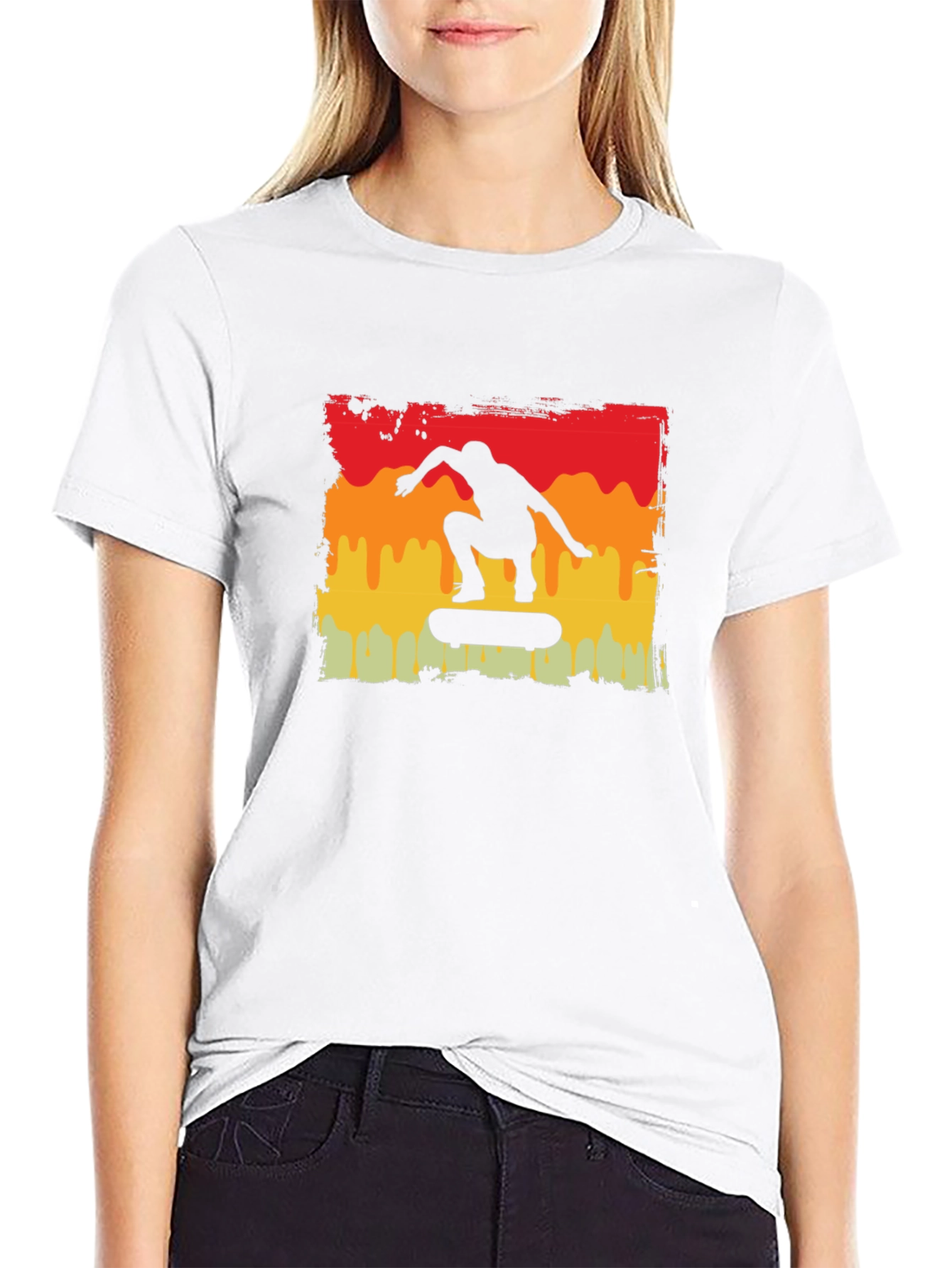 Skateboarding Silhouette Graphic Tee - Retro Style