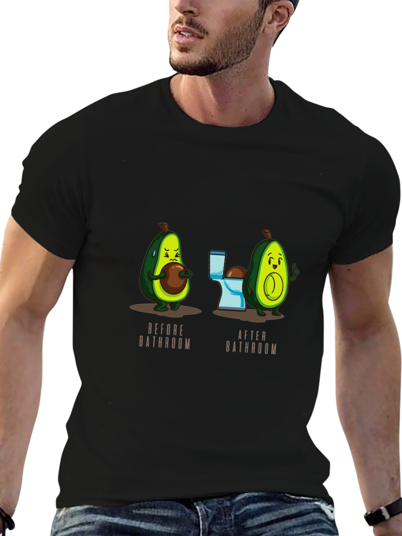 Avocado Bathroom Humor Black T-Shirt