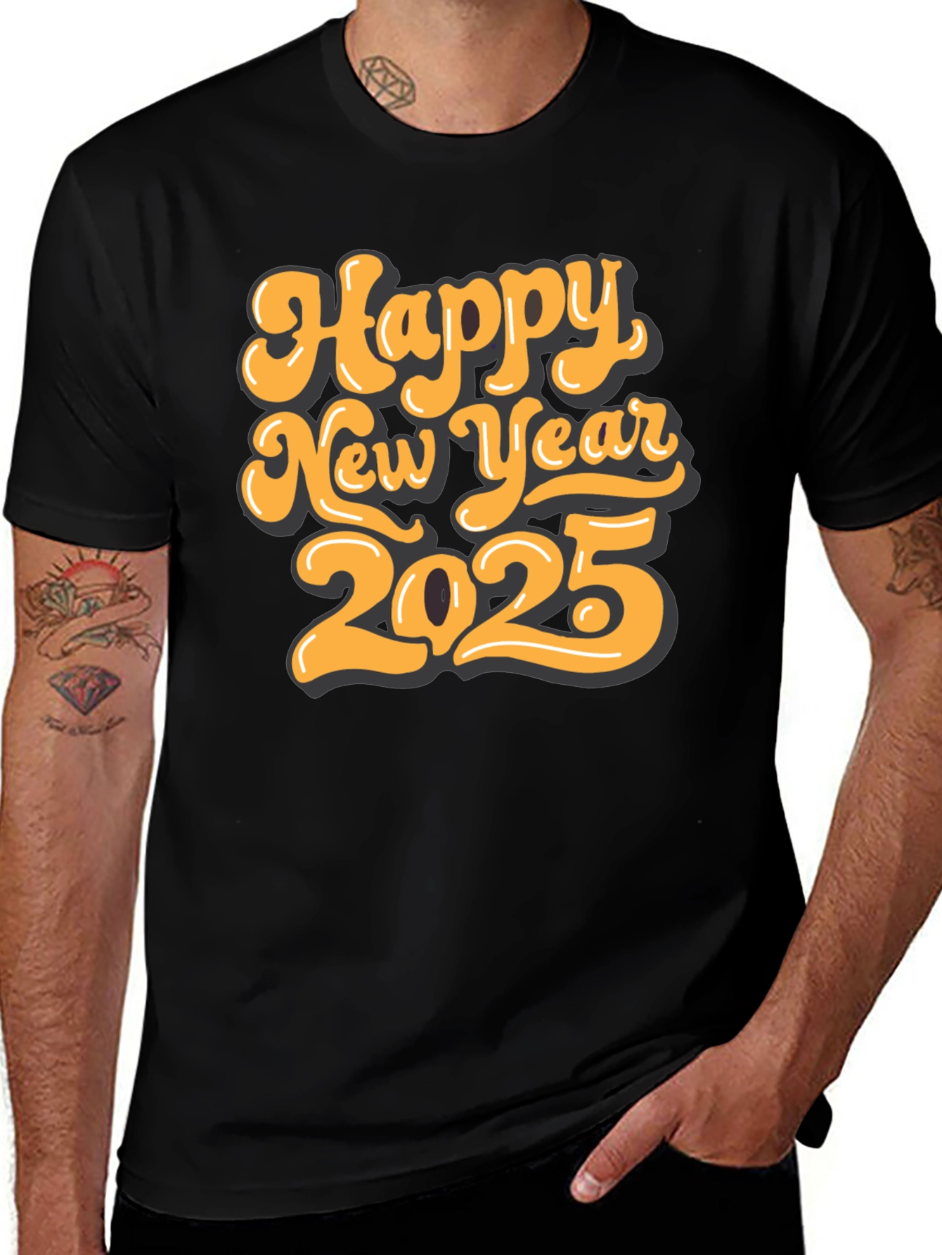 Happy New Year 2025 Black T-Shirt