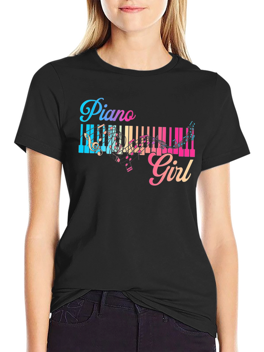 Piano Girl T-Shirt - Music Lover Tee