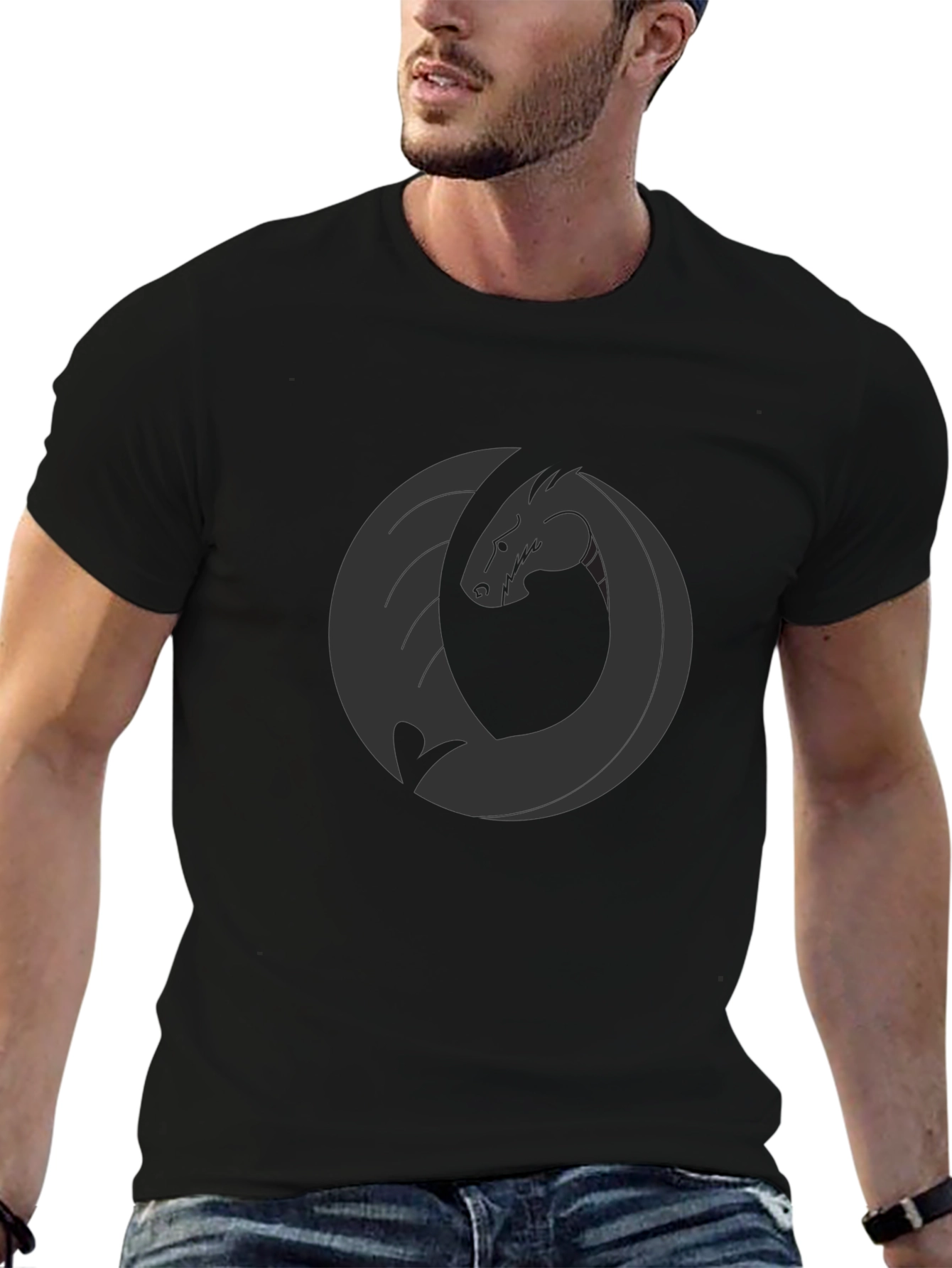 Dragon Emblem Graphic Tee - Black