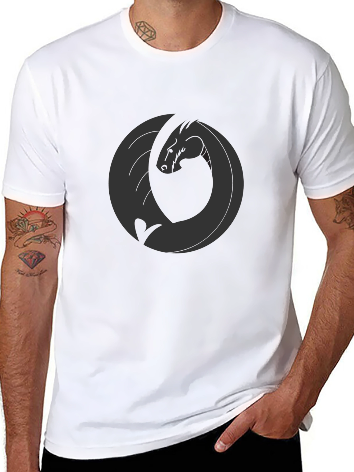 Dragon Emblem Graphic Tee - Black