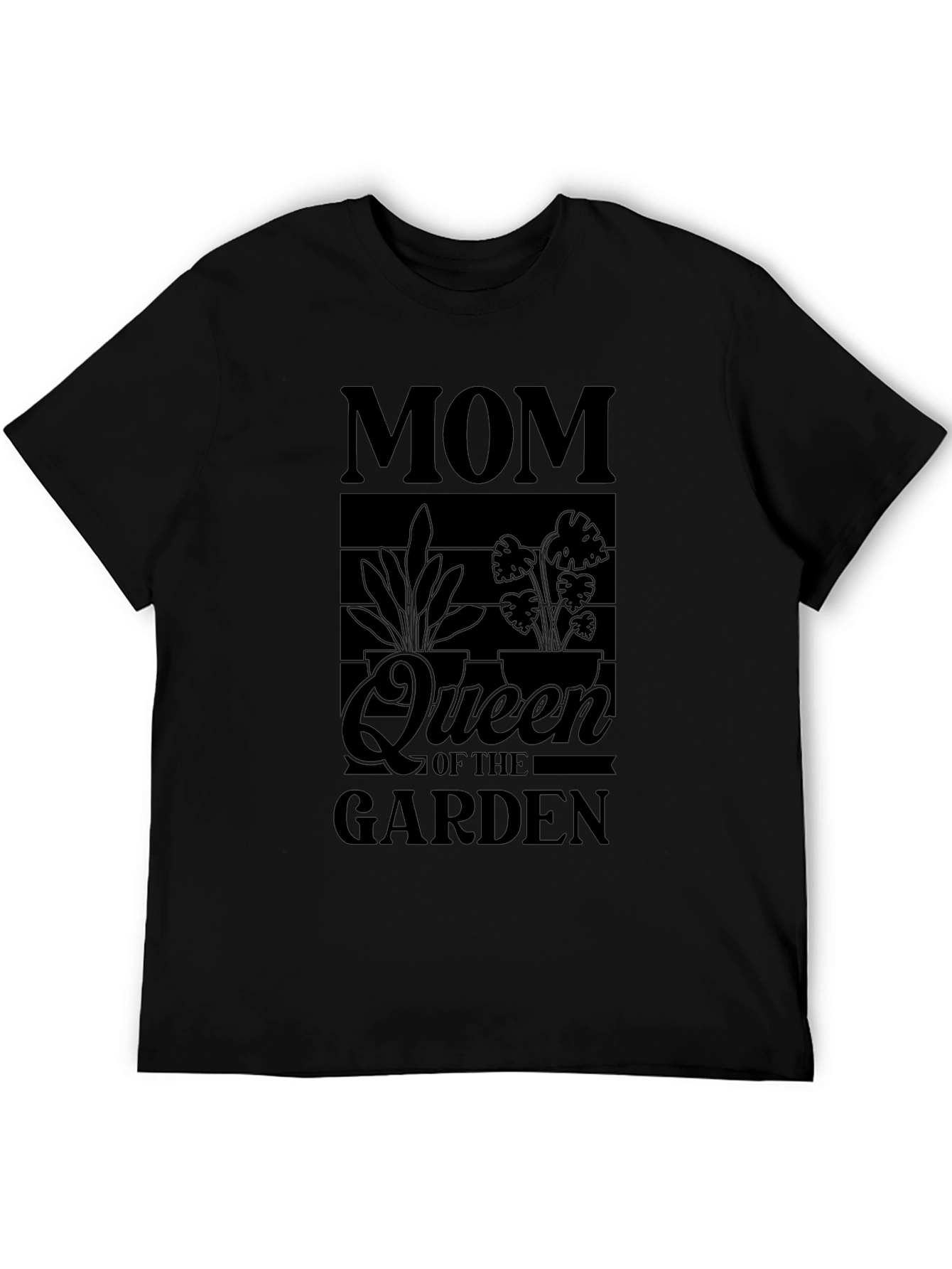Mom Queen of the Garden Black Graphic T-Shirt