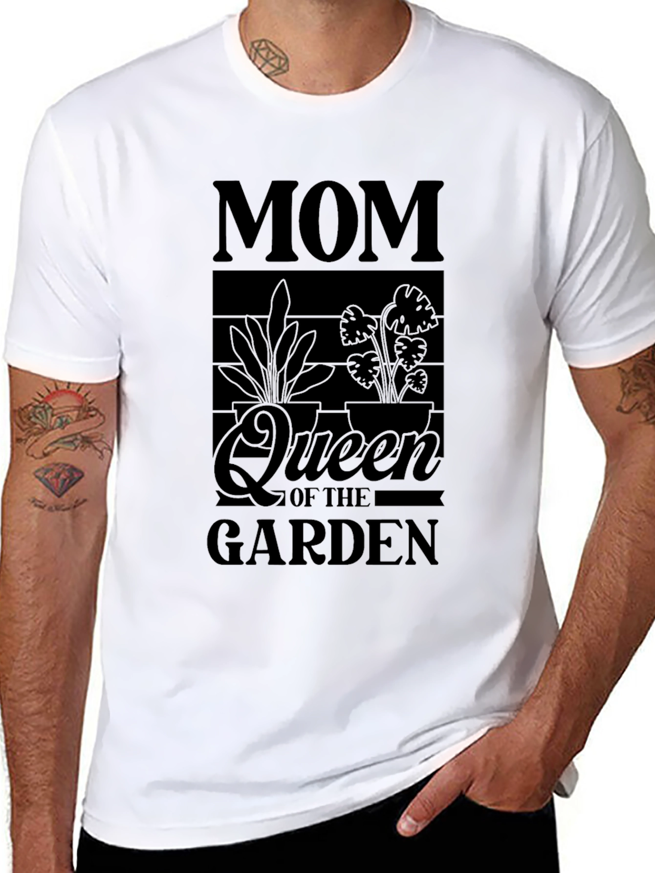 Mom Queen of the Garden Black Graphic T-Shirt