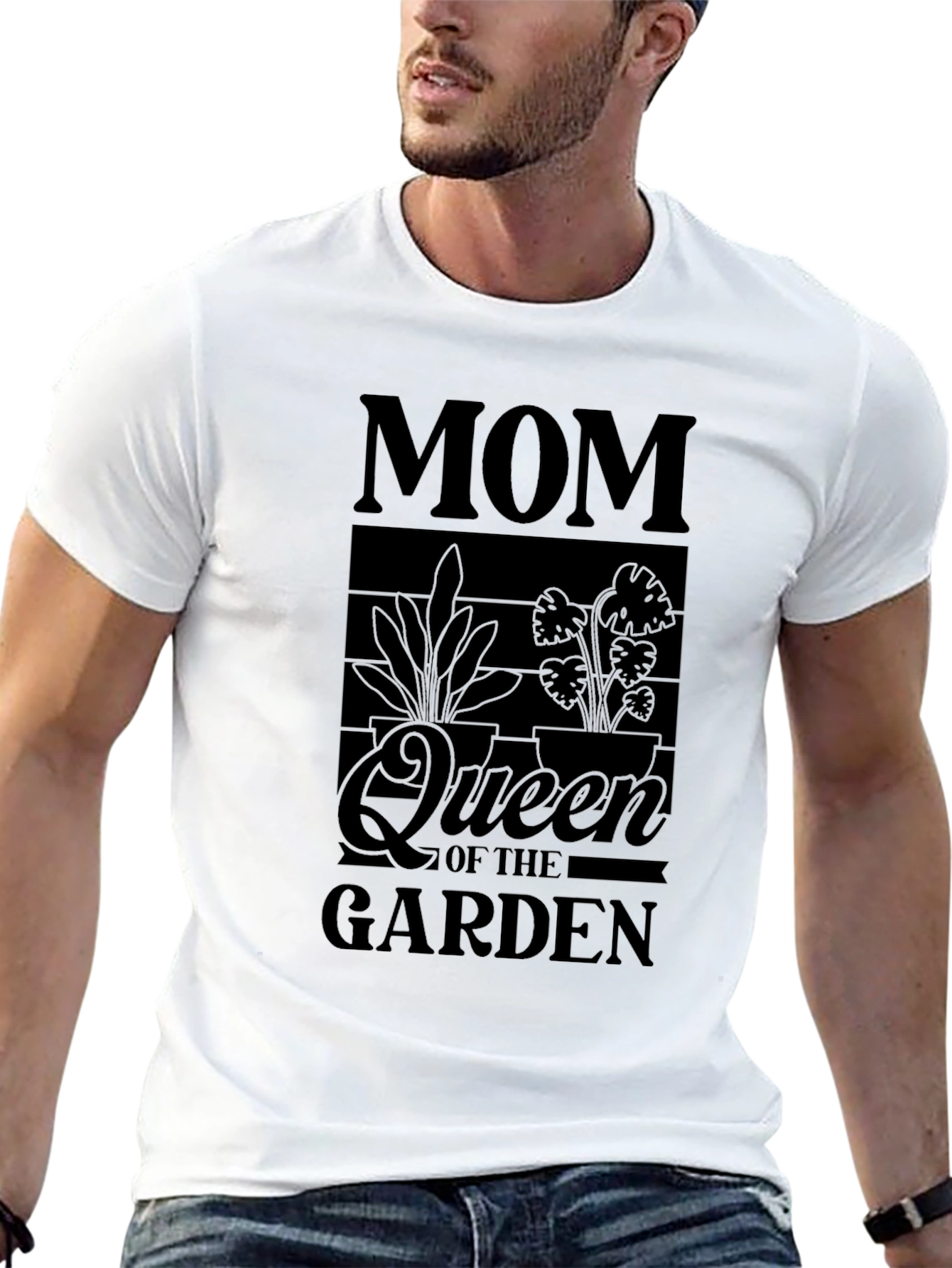 Mom Queen of the Garden Black Graphic T-Shirt