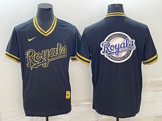 Men's Kansas City Royals Black Alternate Replica Team Logo Jerseys