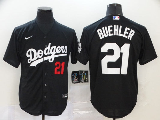 Men's Los Angeles Dodgers Walker Buehler #21 Black Stitched Jerseys