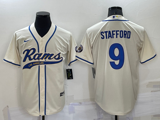 Men's Los Angeles Rams Matthew Stafford #9 Bone Game Jerseys Joint Edition