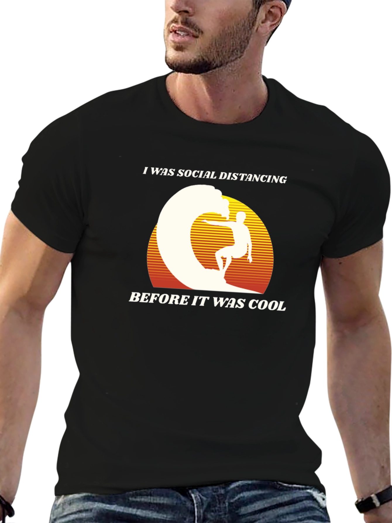 Social Distancing Surfer Graphic Tee - Retro Cool!