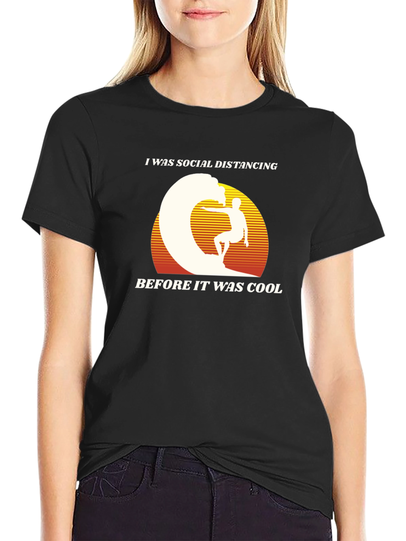 Social Distancing Surfer Graphic Tee - Retro Cool!