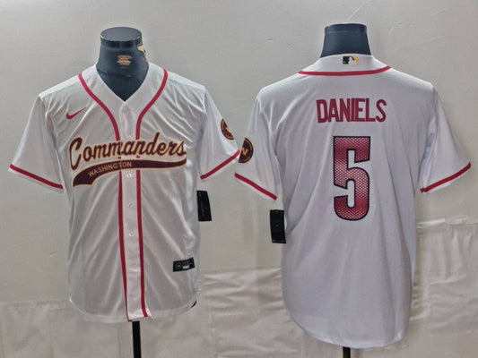 Men's Washington Commanders Jayden Daniels #5 White Game Jerseys
