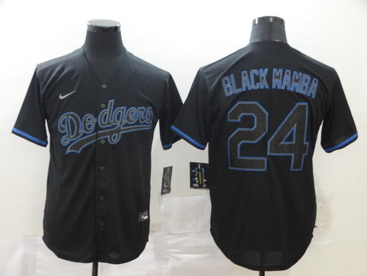 Men's Los Angeles Dodgers Kobe Bryant #24 Black Mamba Baseball Jerseys
