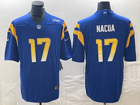Men's Los Angeles Rams Puka Nacua #17 Royal Home Game Jerseys