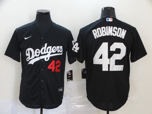 Men's Los Angeles Dodgers Jackie Robinson #42 Black Stitched Jerseys