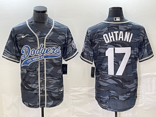 Men's Los Angeles Dodgers Shohei Ohtani #17 Grey Camouflage Player Jerseys Joint Edition