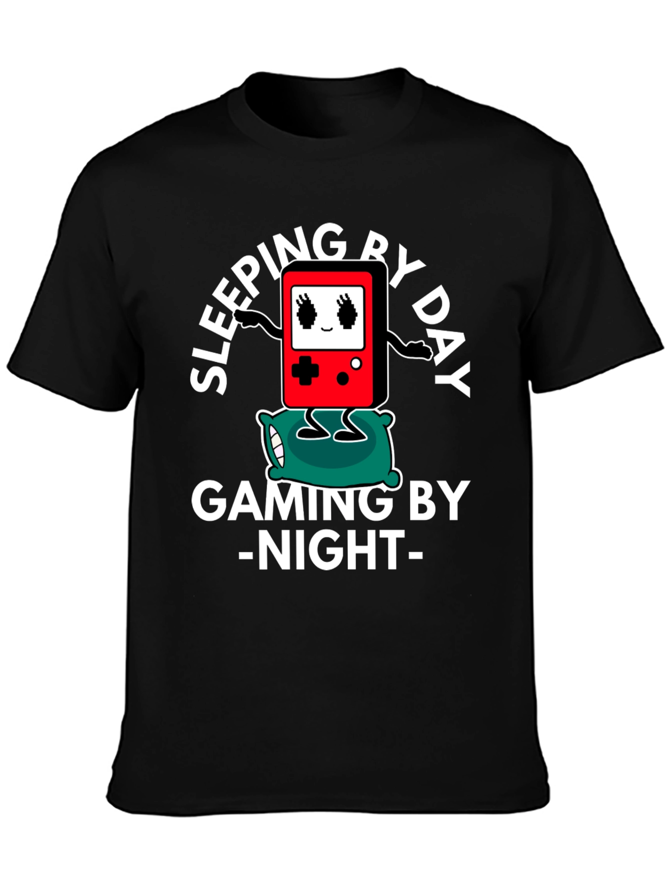 Gamer T-Shirt Sleeping by Day Gaming by Night Black