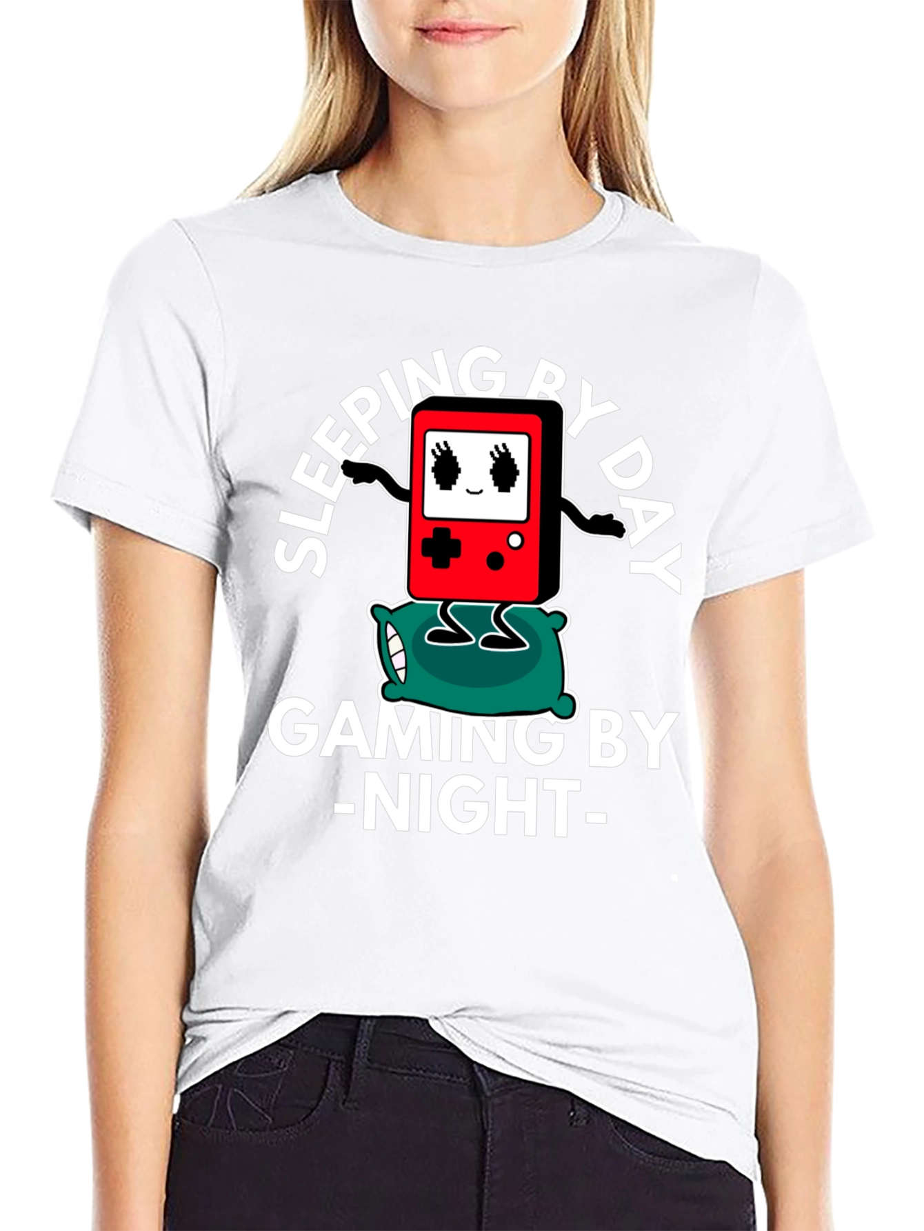 Gamer T-Shirt Sleeping by Day Gaming by Night Black
