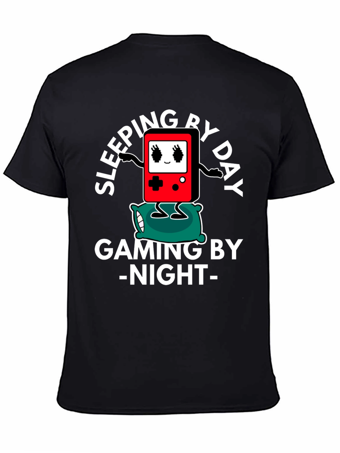 Gamer T-Shirt Sleeping by Day Gaming by Night Black